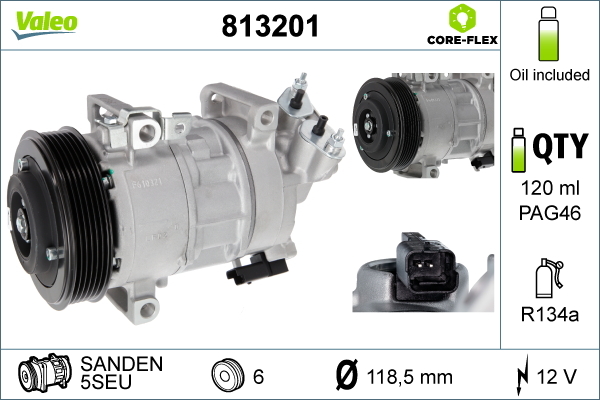 Compressor, air conditioning - 813201 VALEO