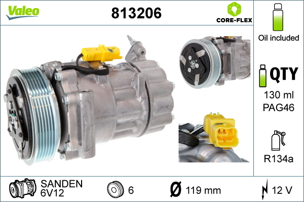 Compressore, Climatizzatore - 813206 VALEO