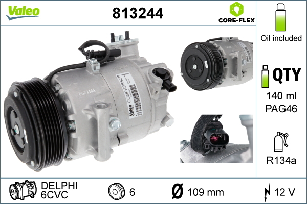 Compressore, Climatizzatore - 813244 VALEO