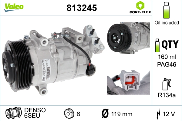 Compressor, air conditioning - 813245 VALEO