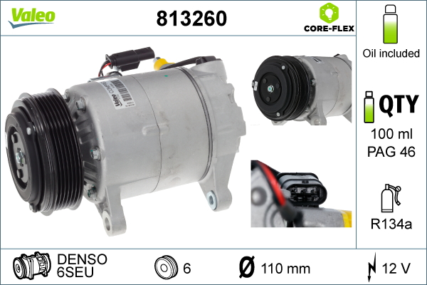 Compressor, air conditioning - 813260 VALEO