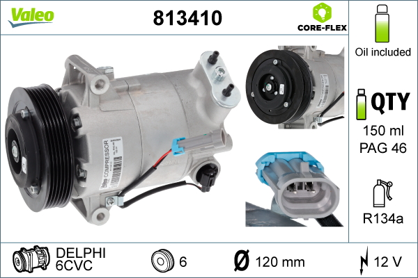 Compressore, Climatizzatore - 813410 VALEO