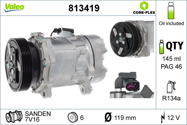 Compressor, air conditioning - 813419 VALEO