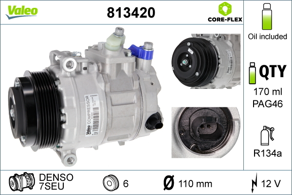 Compressor, air conditioning - 813420 VALEO