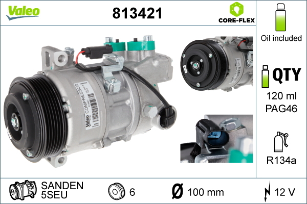 Compressor, air conditioning - 813421 VALEO