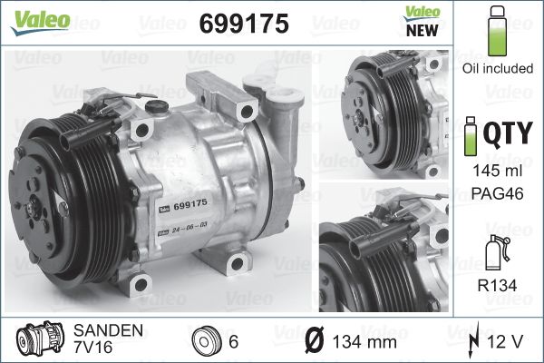 Compressor, air conditioning - 699175 VALEO
