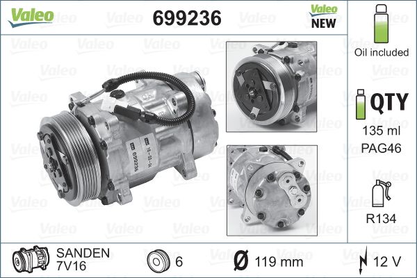 Compressor, air conditioning - 699236 VALEO