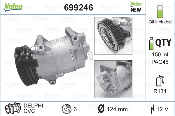Compressor, air conditioning - 699246 VALEO