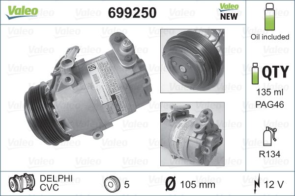 Compressor, air conditioning - 699250 VALEO