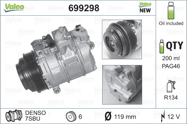 Compressor, air conditioning - 699298 VALEO