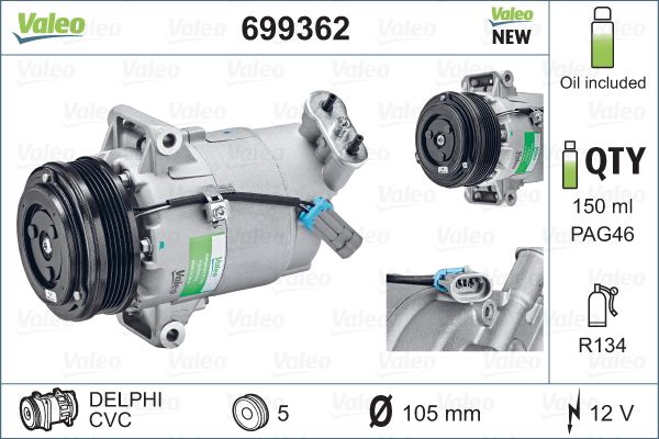 Compressor, air conditioning - 699362 VALEO