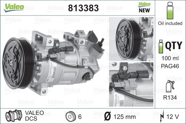 Compressor, air conditioning - 813383 VALEO