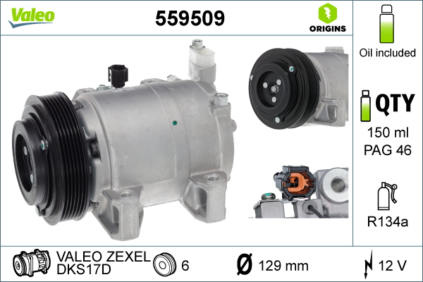 Compressor, air conditioning - 559509 VALEO