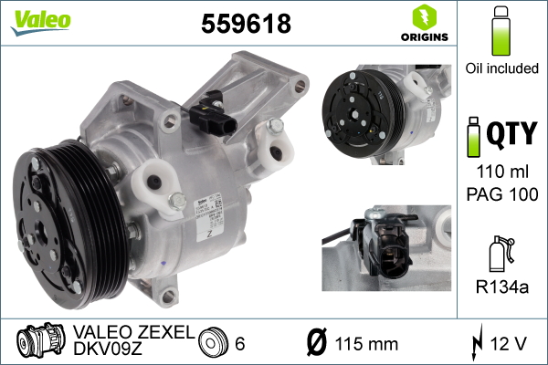 Compressor, air conditioning - 559618 VALEO