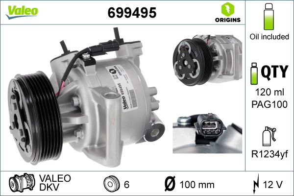 Compressore, Climatizzatore - 699495 VALEO