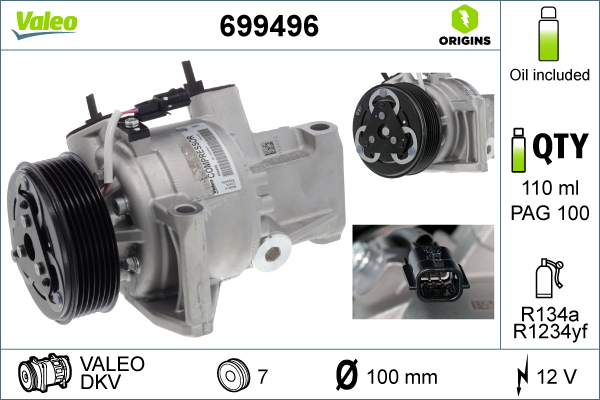 Compressore, Climatizzatore - 699496 VALEO