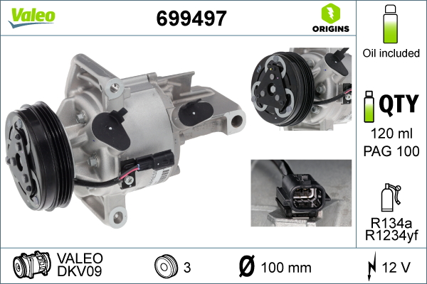 Compressore, Climatizzatore - 699497 VALEO