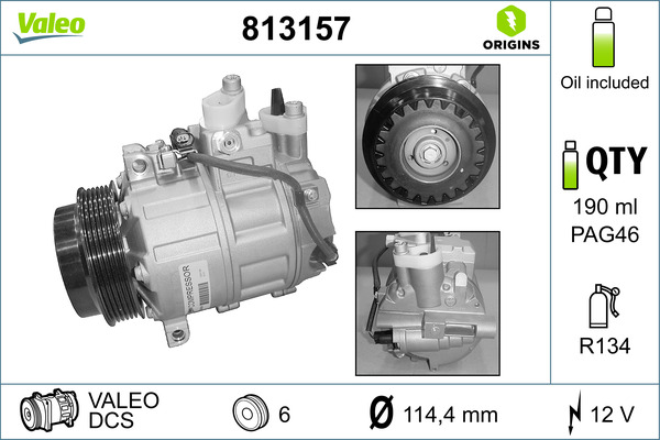 Compressor, air conditioning - 813157 VALEO