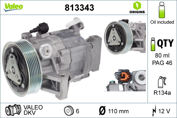 Compressor, air conditioning - 813343 VALEO