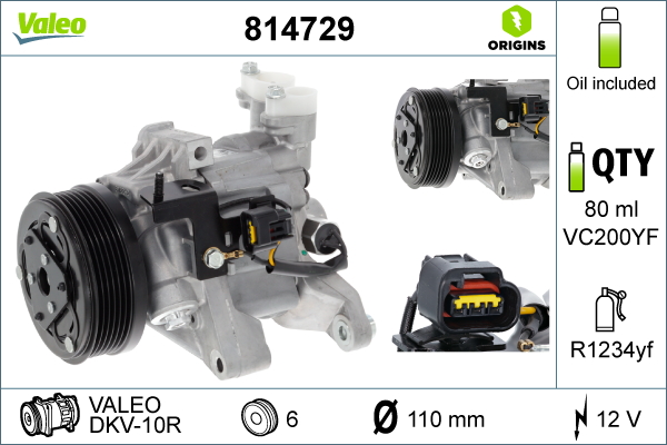 Compressore, Climatizzatore - 814729 VALEO