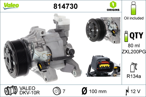 Compressor, air conditioning - 814730 VALEO