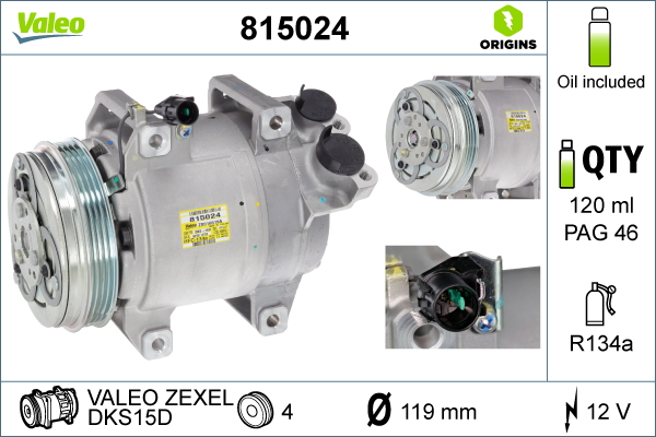 Compressore, Climatizzatore - 815024 VALEO