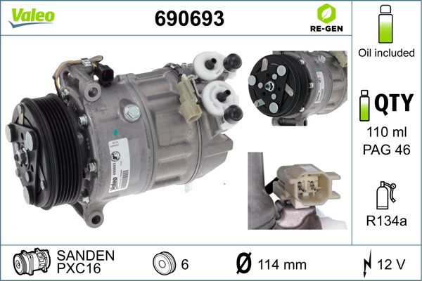 Компрессор, кондиционер - 690693 VALEO