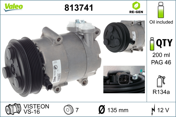 Compressore, Climatizzatore - 813741 VALEO