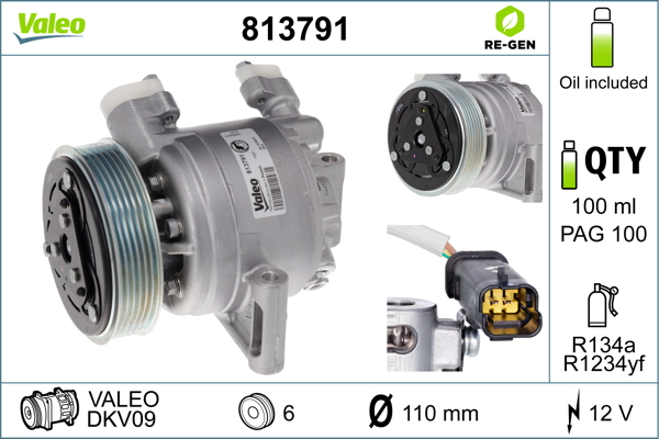 Compressore, Climatizzatore - 813791 VALEO