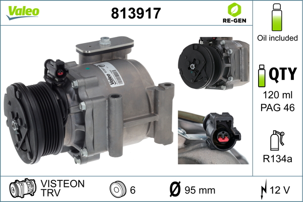 Compressor, air conditioning - 813917 VALEO