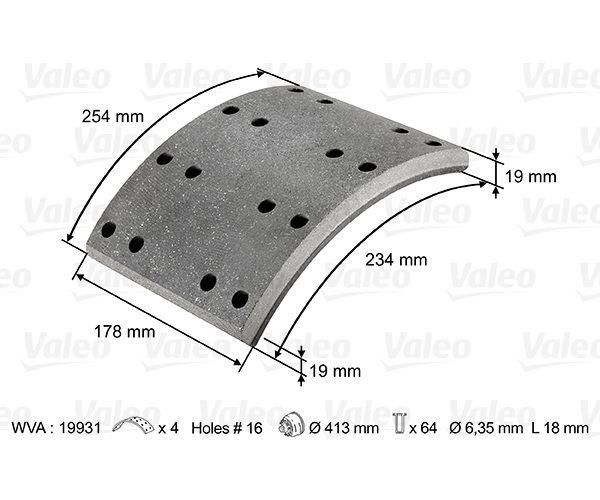 Brake Lining Kit, drum brake - 124027 VALEO