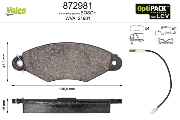 Kit pastiglie freno, Freno a disco - 872981 VALEO