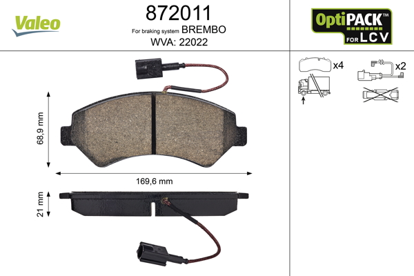 Brake Pad Set, disc brake - 872011 VALEO