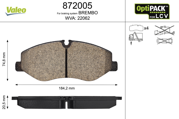Brake Pad Set, disc brake - 872005 VALEO