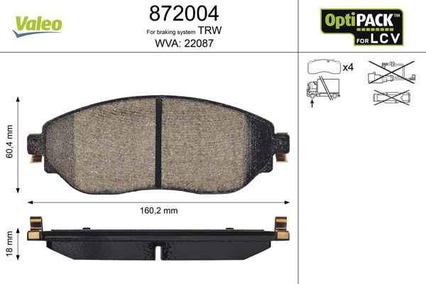 Brake Pad Set, disc brake - 872004 VALEO