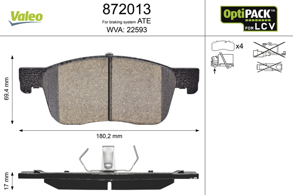 Brake Pad Set, disc brake - 872013 VALEO
