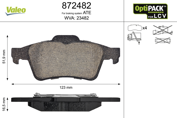 Brake Pad Set, disc brake - 872482 VALEO