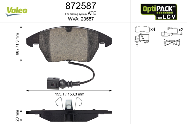 Kit pastiglie freno, Freno a disco - 872587 VALEO