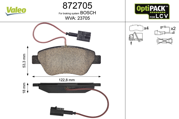 Brake Pad Set, disc brake - 872705 VALEO
