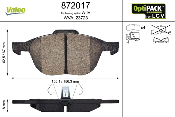 Brake Pad Set, disc brake - 872017 VALEO