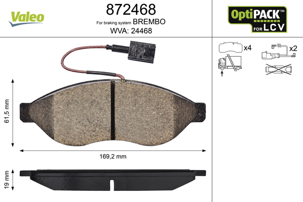 Brake Pad Set, disc brake - 872468 VALEO