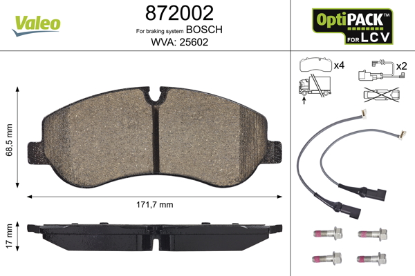 Комплект тормозных колодок, дисковый тормоз - 872002 VALEO