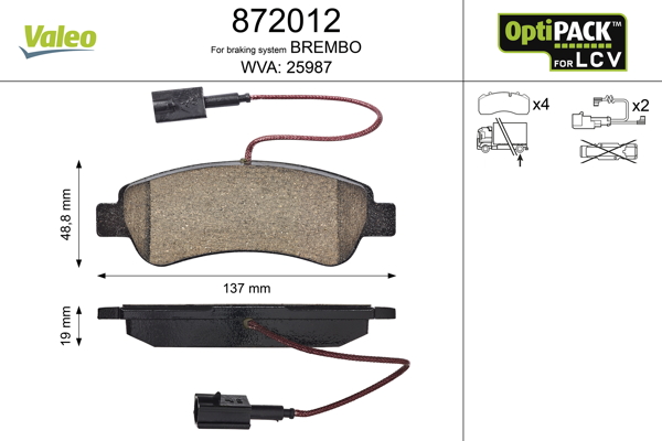 Brake Pad Set, disc brake - 872012 VALEO