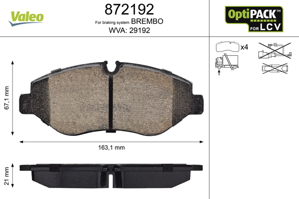 Brake Pad Set, disc brake - 872192 VALEO