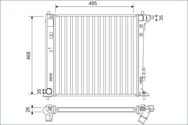 Radiator, engine cooling - 701140 VALEO