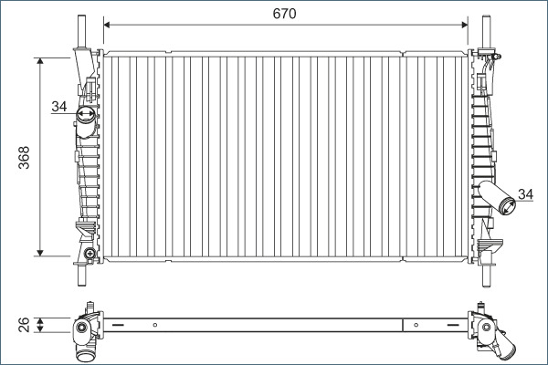 Radiator, engine cooling - 701165 VALEO
