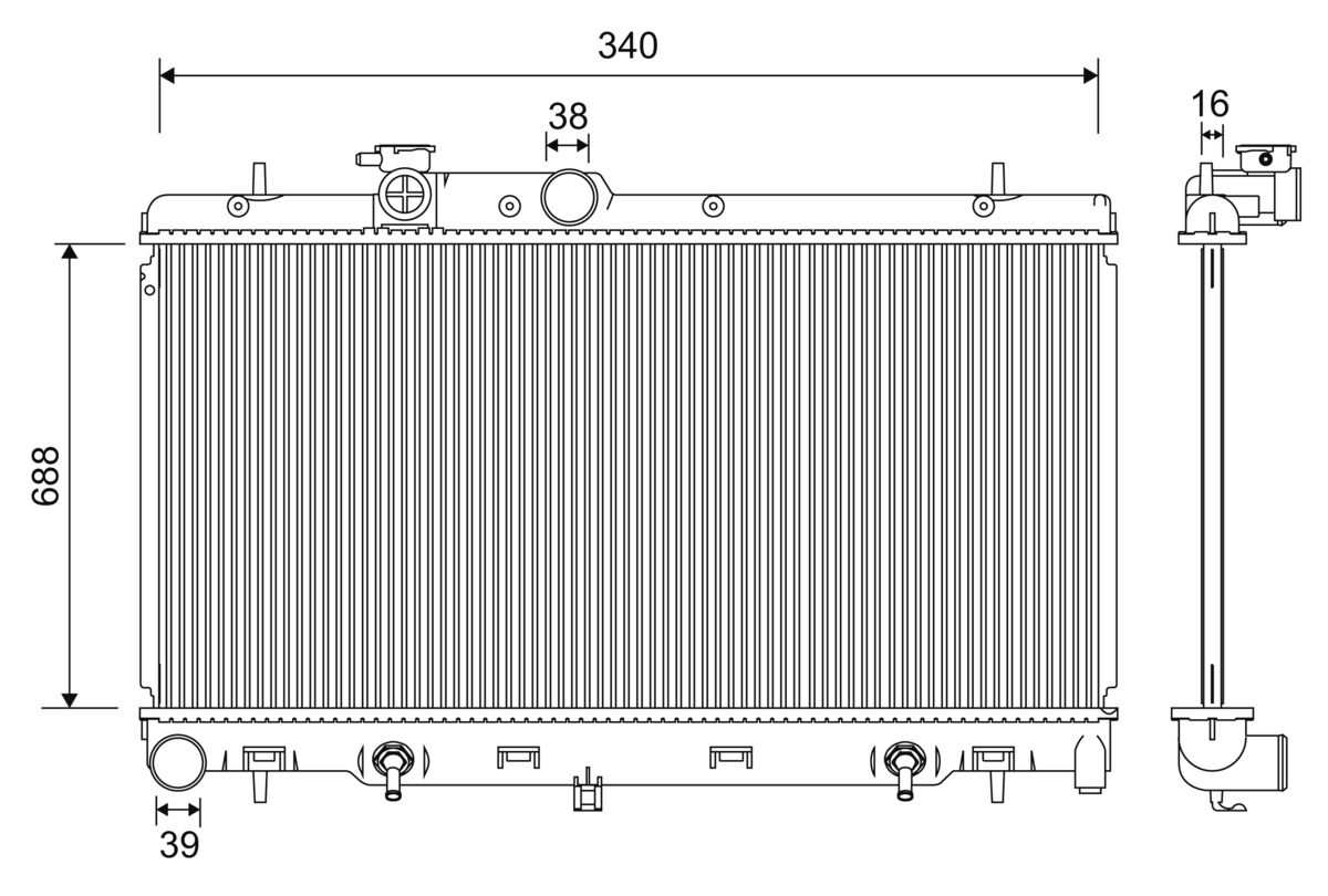 Radiator, engine cooling - 701204 VALEO
