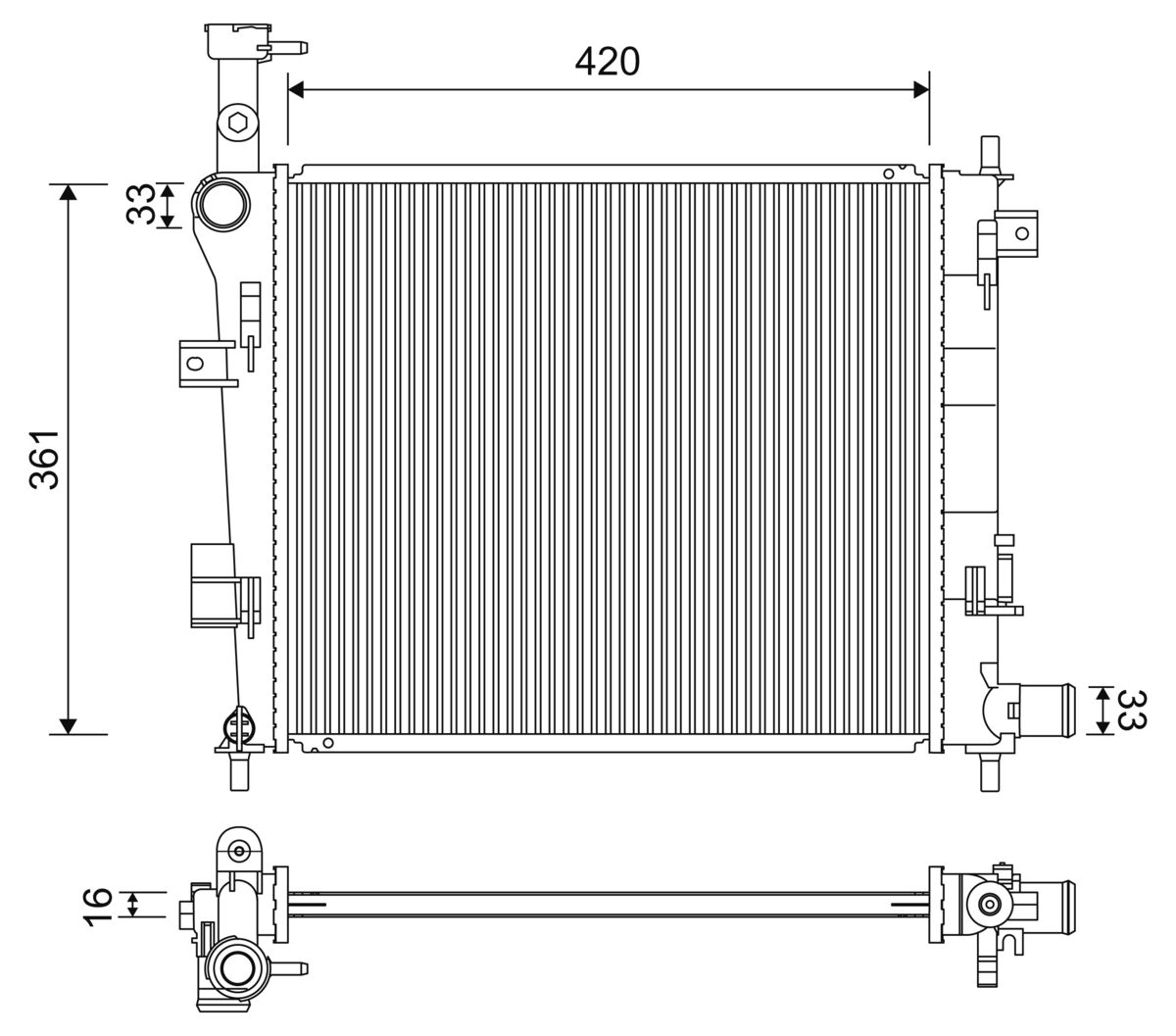 Radiatore, Raffreddamento motore - 701223 VALEO