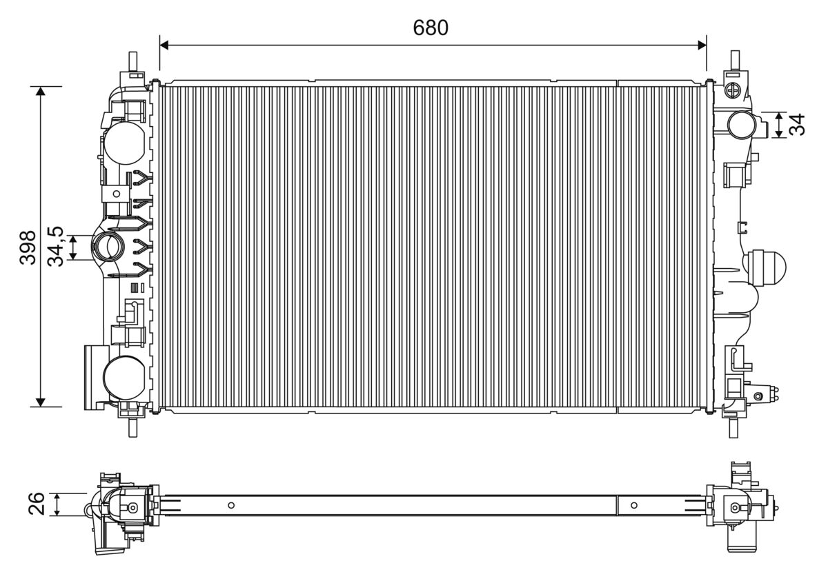 Radiator, engine cooling - 701229 VALEO