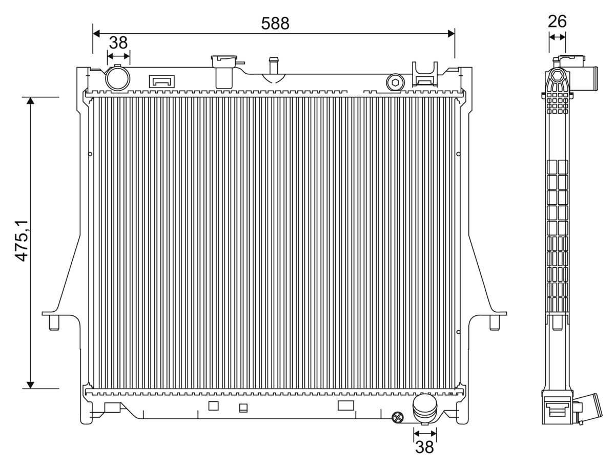 Radiator, engine cooling - 701231 VALEO